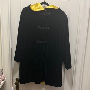 Reversible Black Velvet and Yellow Satin Opera Coat